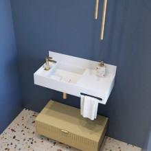 Lavatrio P/ Banheiro e Lavabo Com Mesa Lateral 75cm Sabbia